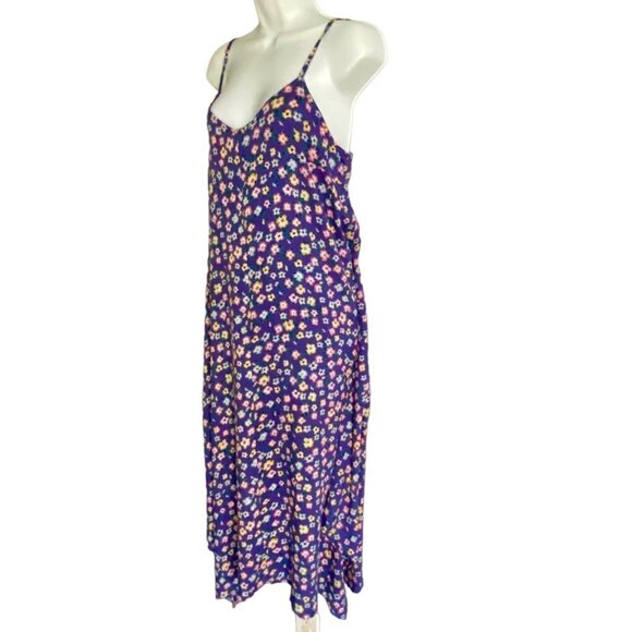 River & Rose Blue Floral Print Midi Dress with Pockets Women's Medium NEW - Picture 2 of 9